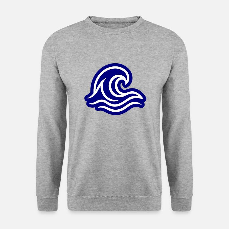 Ozean Welle - Unisex Pullover - Weißgrau meliert