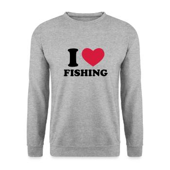 I Love Fishing - Sweat-shirt Unisexe - gris chiné - Devant - Alina (178cm) & Michal (187cm)