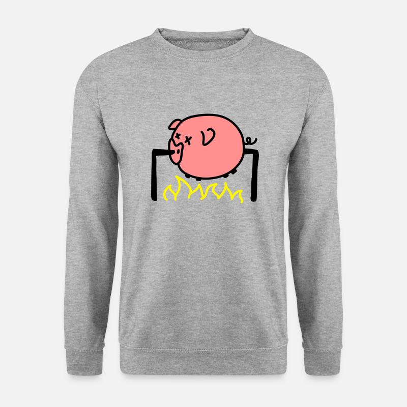 Schwein Grillen - Unisex Pullover - Weißgrau meliert