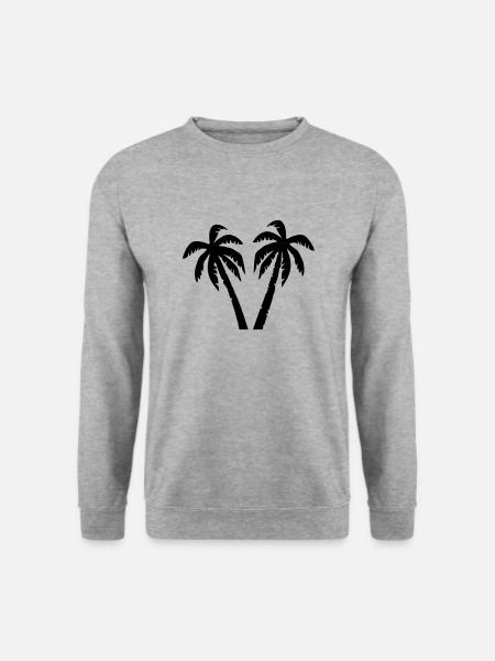 Palmen - Unisex Pullover - Weißgrau meliert