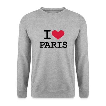 I - love - Paris - Unisex Sweatshirt - salt & pepper - Front - Alina (178cm) & Michal (187cm)