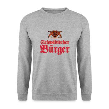 Schwäbischer Bürger - Unisex Pullover - Weißgrau meliert - Vorne - Alina (178cm) & Michal (187cm)