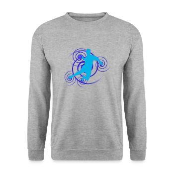 Handball-Design (Wirbel) 07 - Unisex Pullover - Weißgrau meliert - Vorne - Alina (178cm) & Michal (187cm)