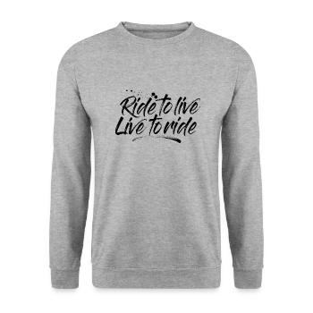 Ride to live - Live to ride Motorrad T-Shirt - Unisex Pullover - Weißgrau meliert - Vorne - Alina (178cm) & Michal (187cm)