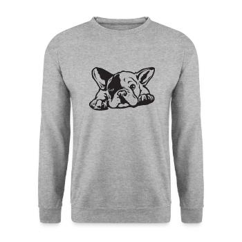 bouledog francais - Sweat-shirt Unisexe - gris chiné - Devant - Alina (178cm) & Michal (187cm)