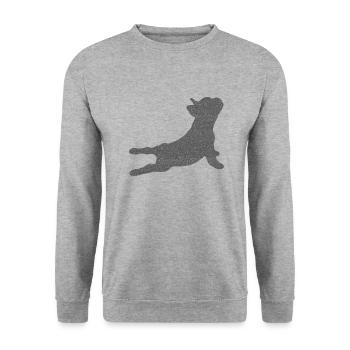 Frenchie French Bulldog glitter optics - Unisex Sweatshirt - salt & pepper - Front - Alina (178cm) & Michal (187cm)