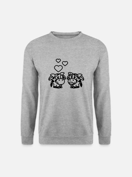 smiley_cows_in_love_1c - Unisex Pullover - Weißgrau meliert