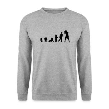 Entwicklung Sports Boxing Menschenrechte - Unisex Pullover - Weißgrau meliert - Vorne - Alina (178cm) & Michal (187cm)