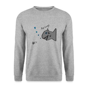 also hungry fish - Unisex Sweatshirt - salt & pepper - Front - Alina (178cm) & Michal (187cm)