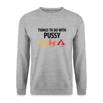 Les choses que vous pouvez faire avec une chatte. - Sweat-shirt Unisexe - gris chiné - Devant - Alina (178cm) & Michal (187cm)