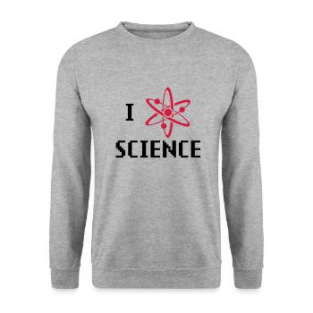 i heart science - Unisex Pullover - Weißgrau meliert - Vorne - Alina (178cm) & Michal (187cm)