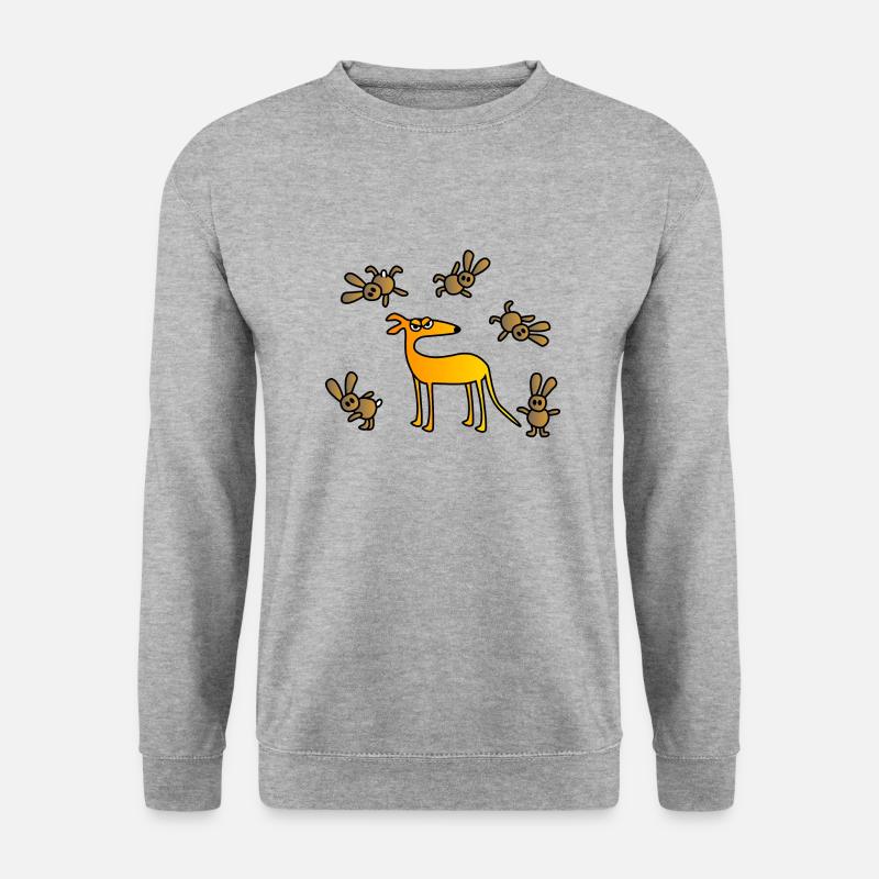 Galgo und Hasen - Unisex Pullover - Weißgrau meliert