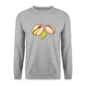 Pistache Pistachie Pistache Pistache noix noix - Sweat-shirt Unisexe - gris chiné - Devant - Alina (178cm) & Michal (187cm)
