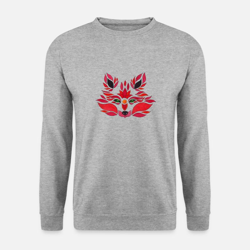 fox illustration - Unisex Pullover - Weißgrau meliert