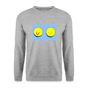 zitrone hellblau - Unisex Pullover - Weißgrau meliert - Vorne - Alina (178cm) & Michal (187cm)