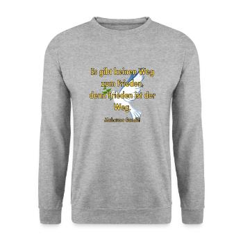 Friedensweg - Unisex Pullover - Weißgrau meliert - Vorne - Alina (178cm) & Michal (187cm)