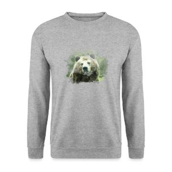 bear - Unisex Sweatshirt - salt & pepper - Front - Alina (178cm) & Michal (187cm)