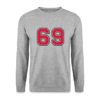 69__f2 - Unisex Pullover - Weißgrau meliert - Vorne - Alina (178cm) & Michal (187cm)