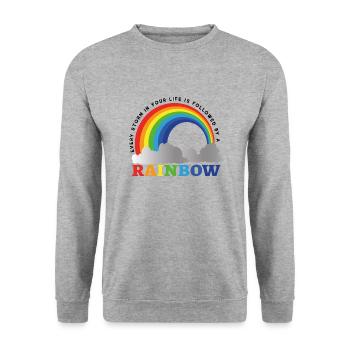 Every storm in your life is followed by a RAINBOW - Unisex Sweatshirt - salt & pepper - Front - Alina (178cm) & Michal (187cm)