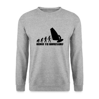 Windsurfer Evolution Windsurfing Wind Surfing Surfer - Unisex Sweatshirt - salt & pepper - Front - Alina (178cm) & Michal (187cm)