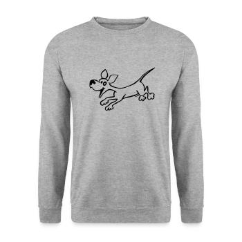 Hund - Unisex Pullover - Weißgrau meliert - Vorne - Alina (178cm) & Michal (187cm)