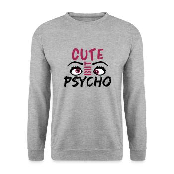 cute but psycho augen cool suess spruch sweet desi - Unisex Pullover - Weißgrau meliert - Vorne - Alina (178cm) & Michal (187cm)