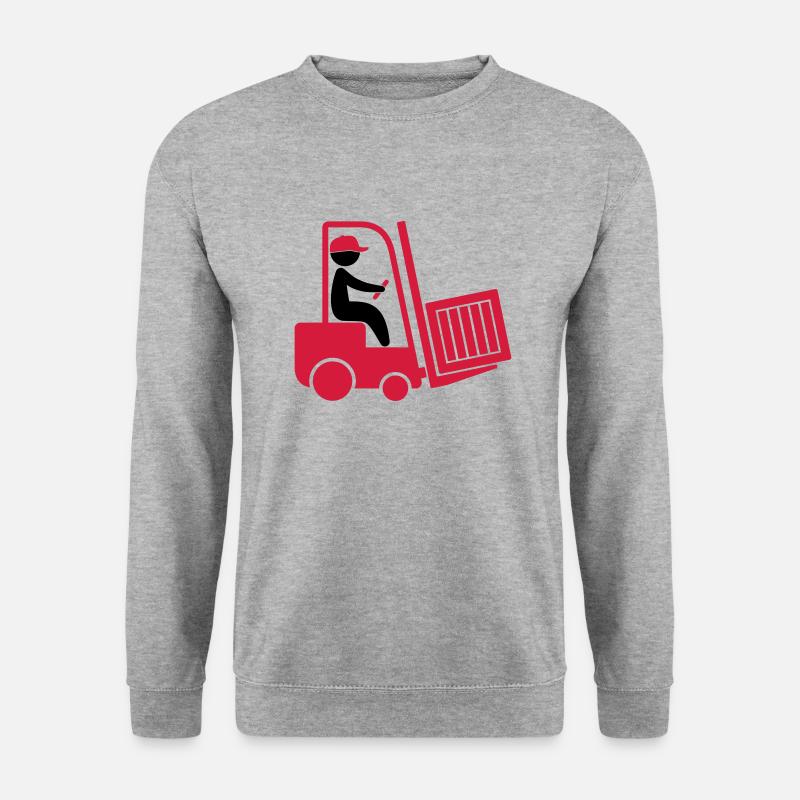A forklift transporting a box - Unisex Sweatshirt - salt & pepper