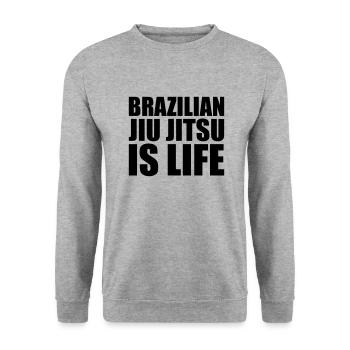 brazilian jiu jitsu bjj is life - Sweat-shirt Unisexe - gris chiné - Devant - Alina (178cm) & Michal (187cm)