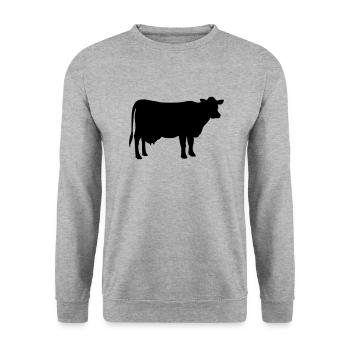 Kuh - Unisex Pullover - Weißgrau meliert - Vorne - Alina (178cm) & Michal (187cm)