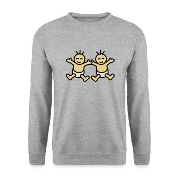 Twin Babys - Unisex Pullover - Weißgrau meliert - Vorne - Alina (178cm) & Michal (187cm)