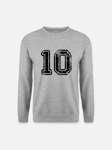 10 - Nummer - Unisex Pullover - Weißgrau meliert