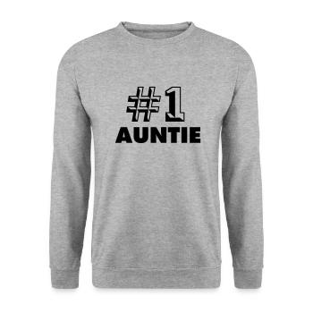 number one auntie - Sweat-shirt Unisexe - gris chiné - Devant - Alina (178cm) & Michal (187cm)