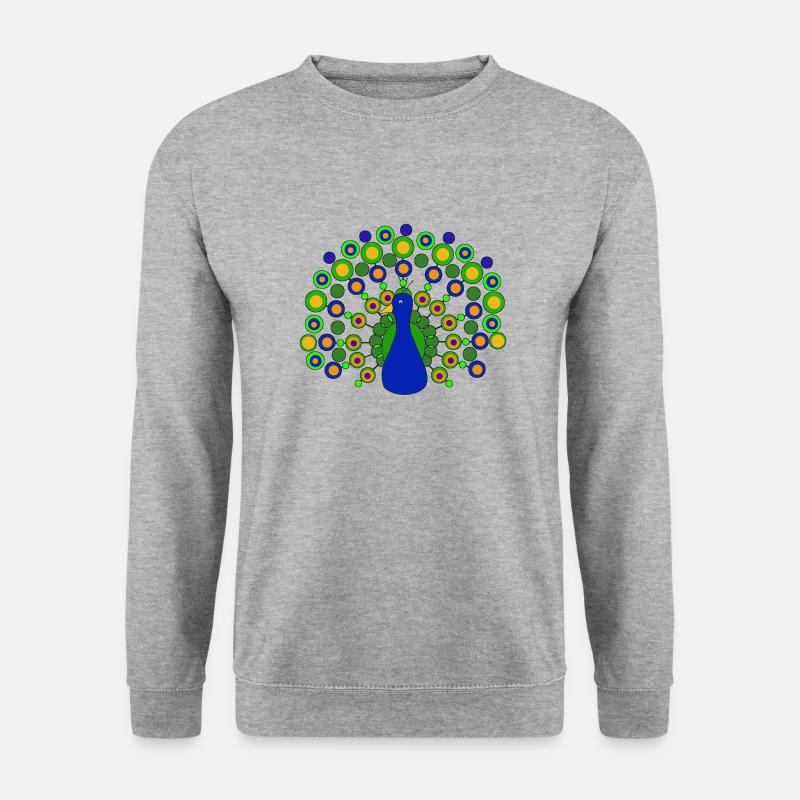 Pfau - Unisex Pullover - Weißgrau meliert