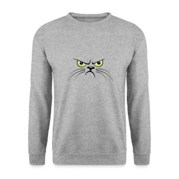 Face mask angry cat angry cat gift - Unisex Sweatshirt - salt & pepper - Front - Alina (178cm) & Michal (187cm)