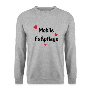 Mobile Fußpflege mit Herzen - Unisex Pullover - Weißgrau meliert - Vorne - Alina (178cm) & Michal (187cm)