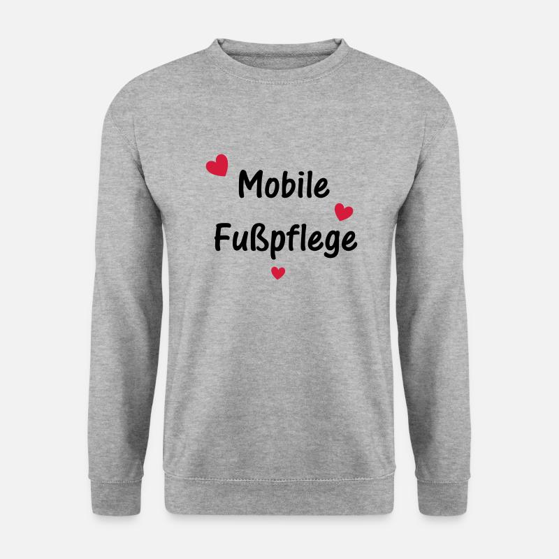 Mobile Fußpflege mit Herzen - Unisex Pullover - Weißgrau meliert