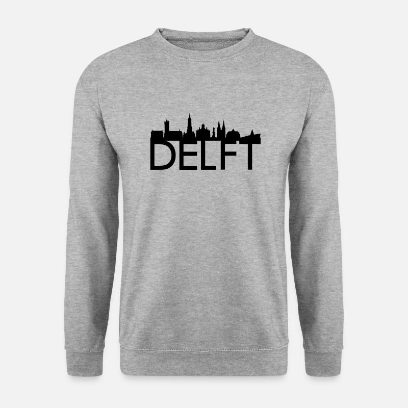 Idée cadeau Delft Pays-Bas skyline - Sweat-shirt Unisexe - gris chiné