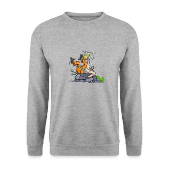 Betrunkener Kletterer - Kletter T-Shirt - Unisex Pullover - Weißgrau meliert - Vorne - Alina (178cm) & Michal (187cm)