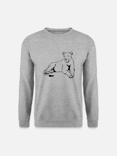 Lion - Löwe - Löwin - Unisex Pullover - Weißgrau meliert
