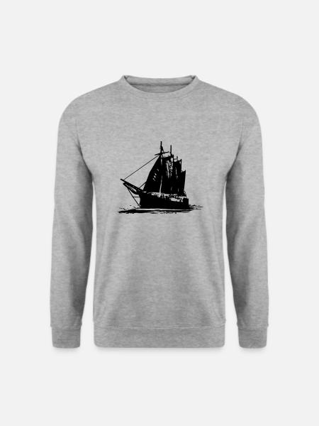 Segelschiff - Maritime - Sailing- Segeln - Unisex Pullover - Weißgrau meliert