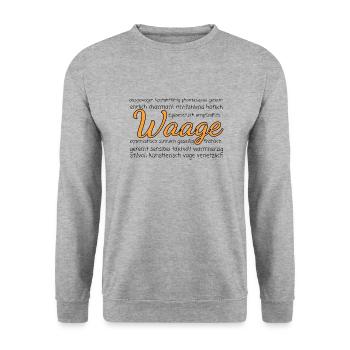 Sternzeichen Waage Eigenschaften - Unisex Pullover - Weißgrau meliert - Vorne - Alina (178cm) & Michal (187cm)
