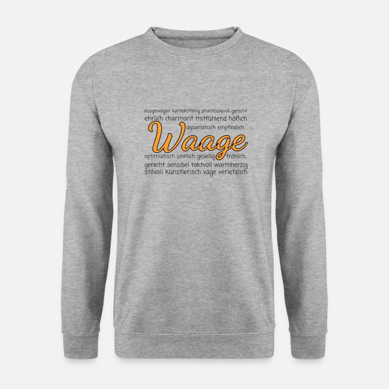 Sternzeichen Waage Eigenschaften - Unisex Pullover - Weißgrau meliert