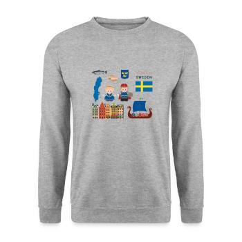 bienvenue en suède - Sweat-shirt Unisexe - gris chiné - Devant - Alina (178cm) & Michal (187cm)