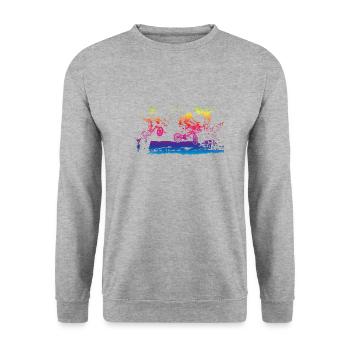 bmx - Unisex Pullover - Weißgrau meliert - Vorne - Alina (178cm) & Michal (187cm)