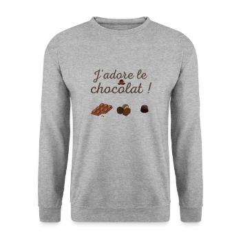 J adore le chocolat 3 - Sweat-shirt Unisexe - gris chiné - Devant - Alina (178cm) & Michal (187cm)