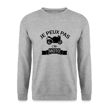 Je Peux Pas J'ai Moto Cadeau motard fun - Sweat-shirt Unisexe - gris chiné - Devant - Alina (178cm) & Michal (187cm)