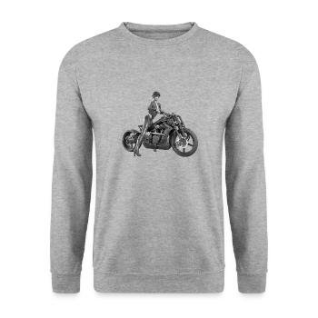 Biker girl, femme sexy avec une moto - Sweat-shirt Unisexe - gris chiné - Devant - Alina (178cm) & Michal (187cm)