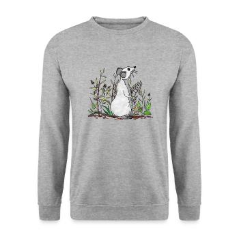 Maus - Unisex Pullover - Weißgrau meliert - Vorne - Alina (178cm) & Michal (187cm)