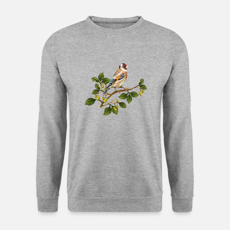 Stieglitz Vogel - Unisex Pullover - Weißgrau meliert