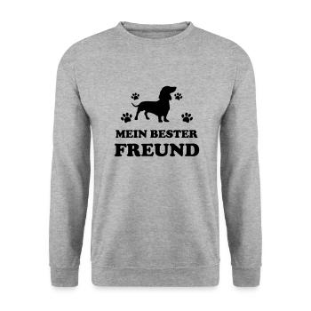 Mein bester freund Dog Hundeliebe Hund Dackel - Unisex Pullover - Weißgrau meliert - Vorne - Alina (178cm) & Michal (187cm)